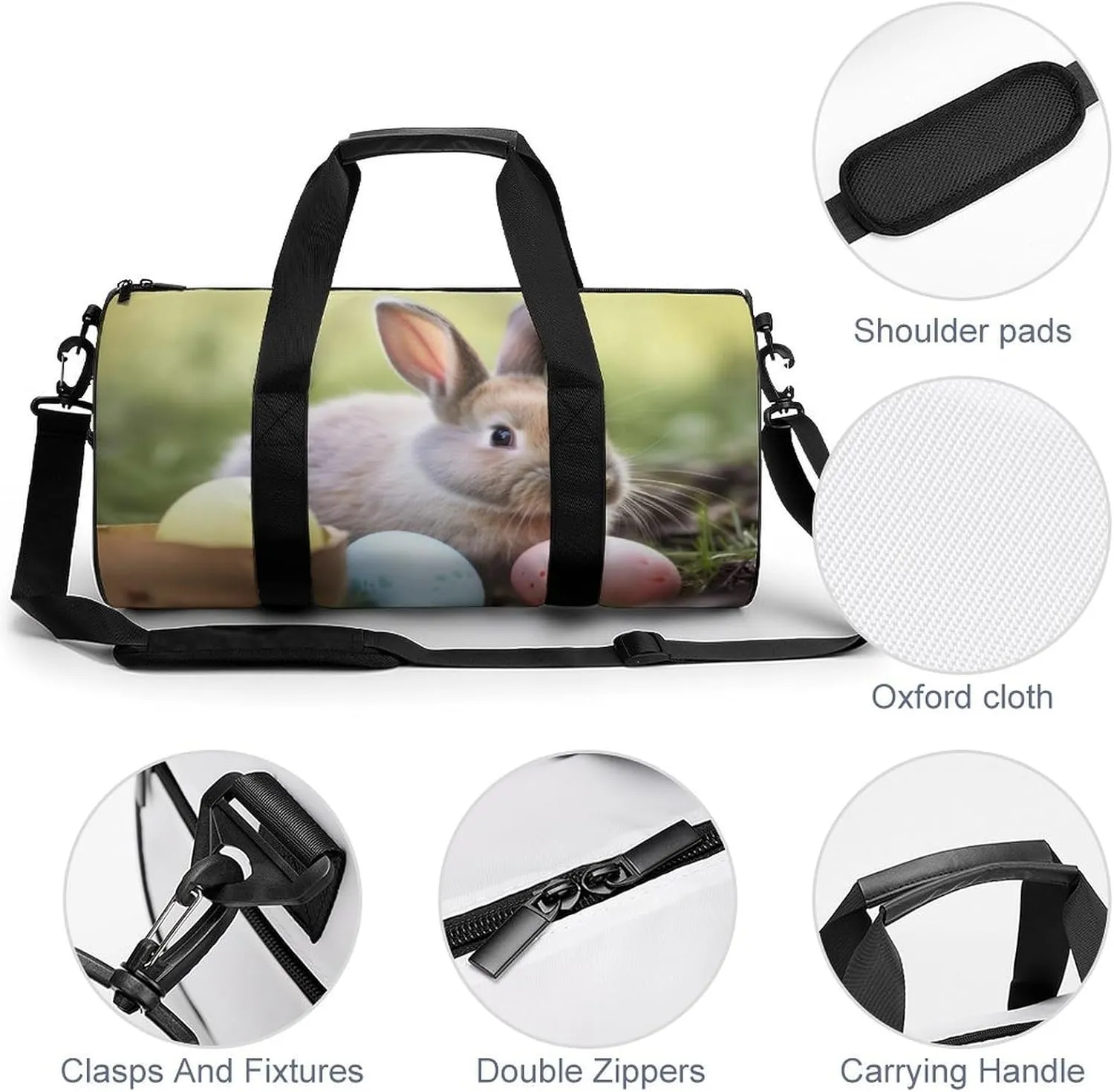 Sports Gym Bag for Women Men Travel Duffel Bag Tote Weekender Bag Rabbits Eggs Carry on Overnight Bag for Travel Swimming Fitness Workout Sports Duffle Bag