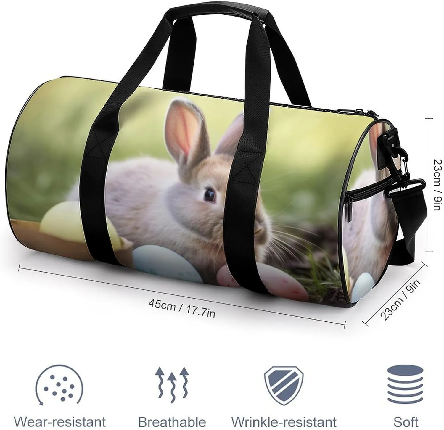 Sports Gym Bag for Women Men Travel Duffel Bag Tote Weekender Bag Rabbits Eggs Carry on Overnight Bag for Travel Swimming Fitness Workout Sports Duffle Bag