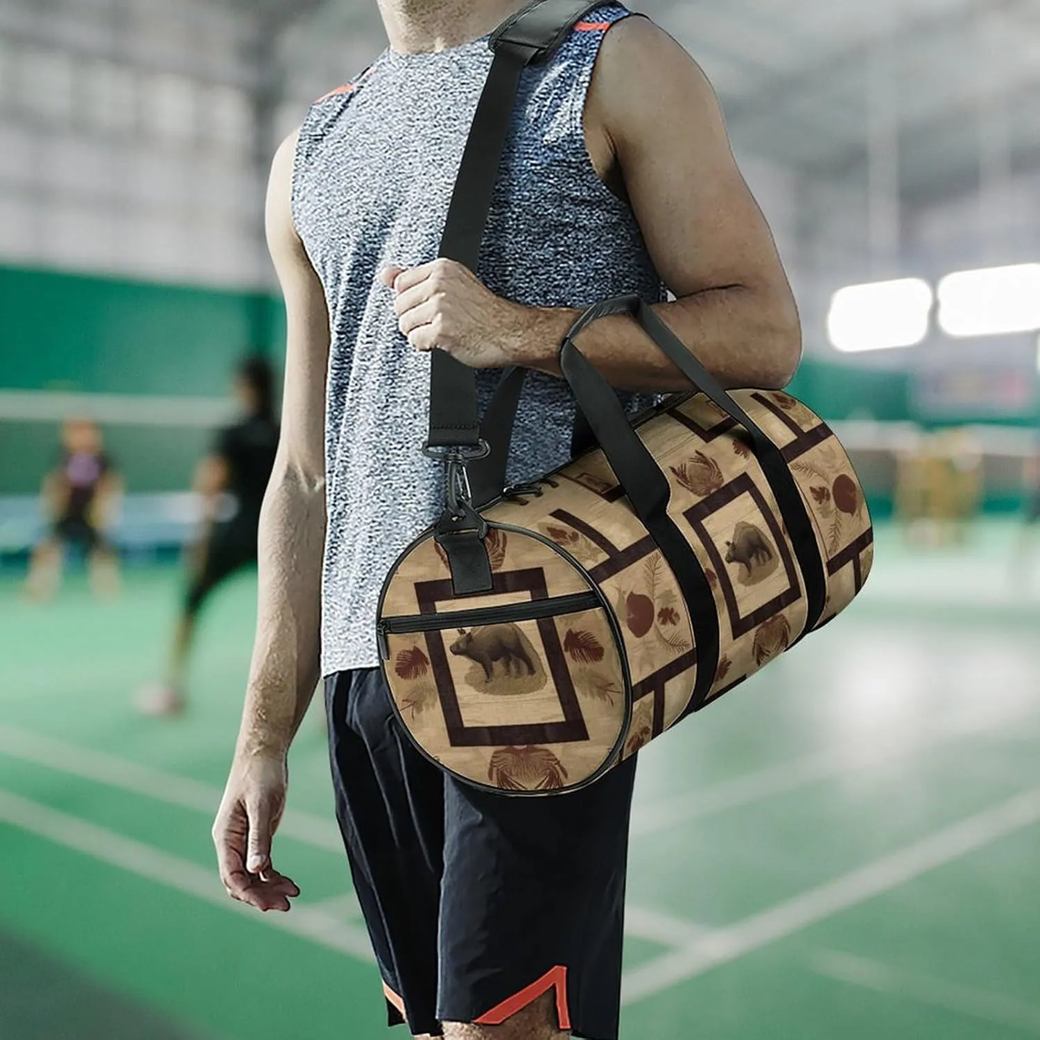 Sports Gym Bag for Women Men Travel Duffel Bag Tote Weekender Bag Rustic Lodge Carry on Overnight Bag for Travel Swimming Fitness Workout Sports Duffle Bag