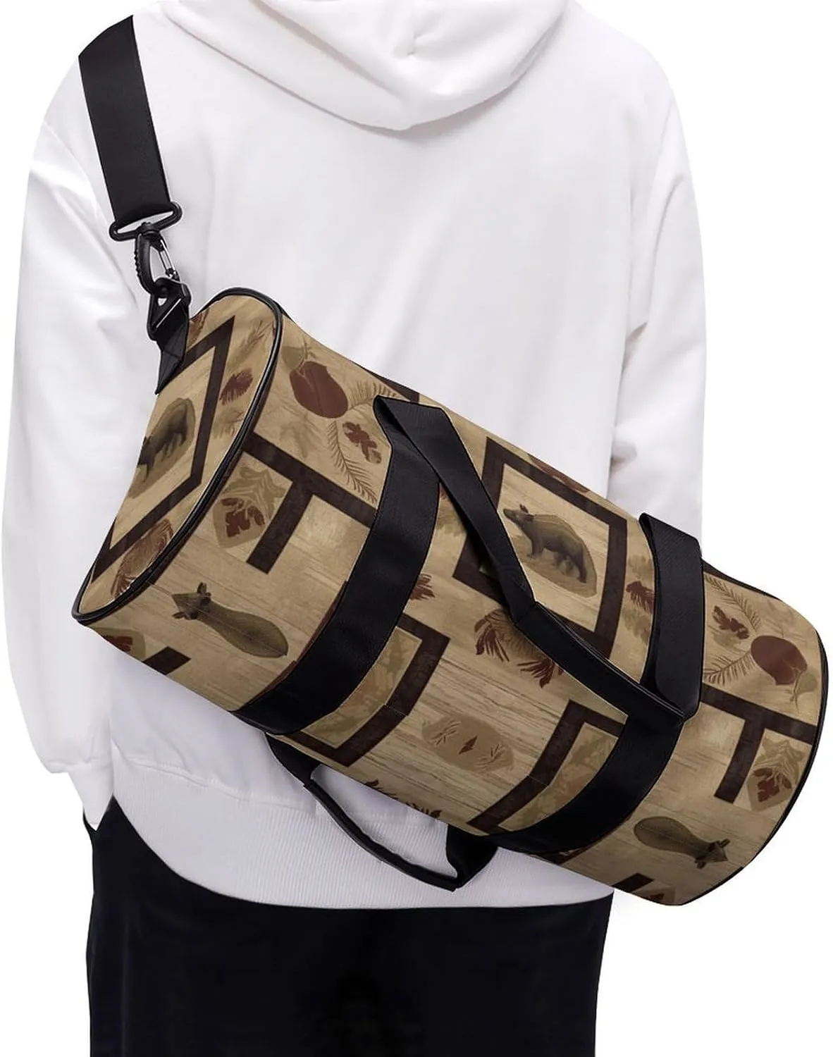 Sports Gym Bag for Women Men Travel Duffel Bag Tote Weekender Bag Rustic Lodge Carry on Overnight Bag for Travel Swimming Fitness Workout Sports Duffle Bag