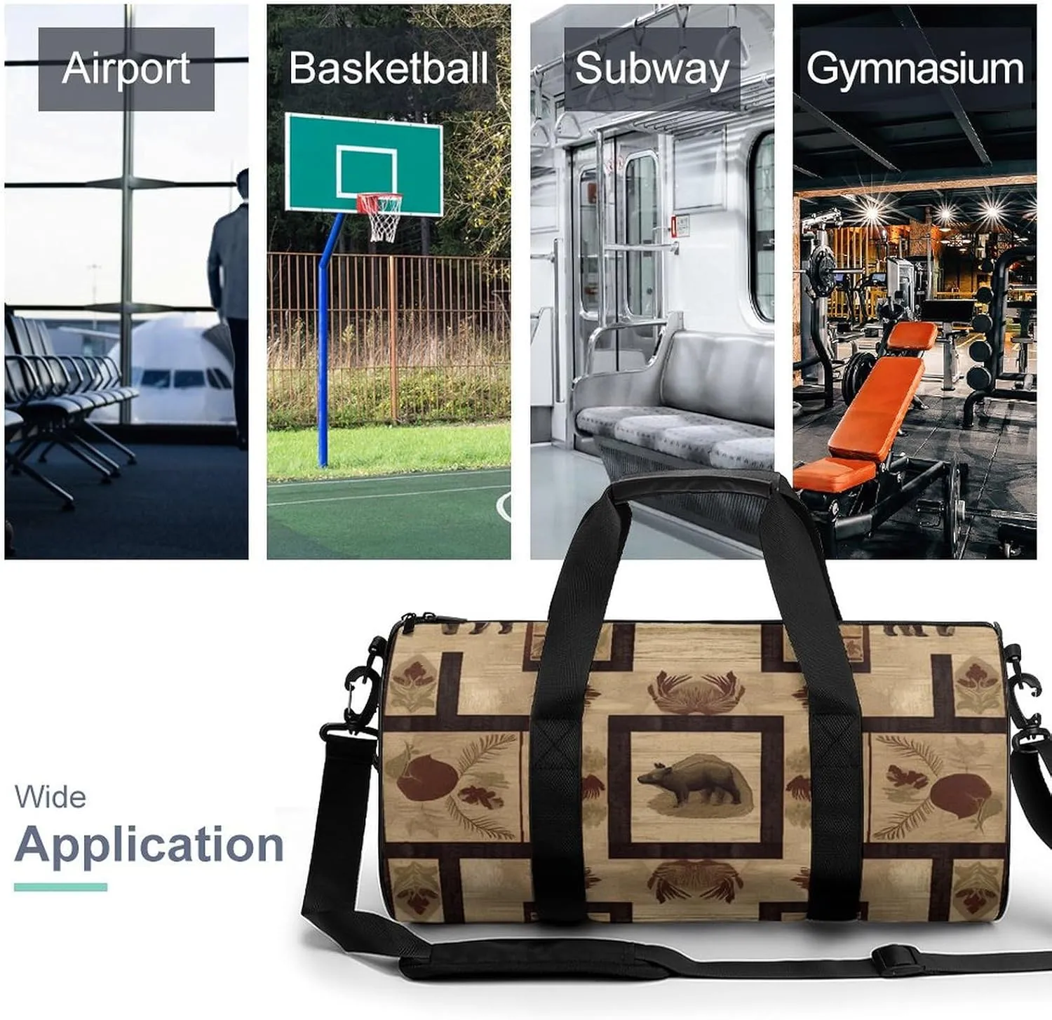 Sports Gym Bag for Women Men Travel Duffel Bag Tote Weekender Bag Rustic Lodge Carry on Overnight Bag for Travel Swimming Fitness Workout Sports Duffle Bag