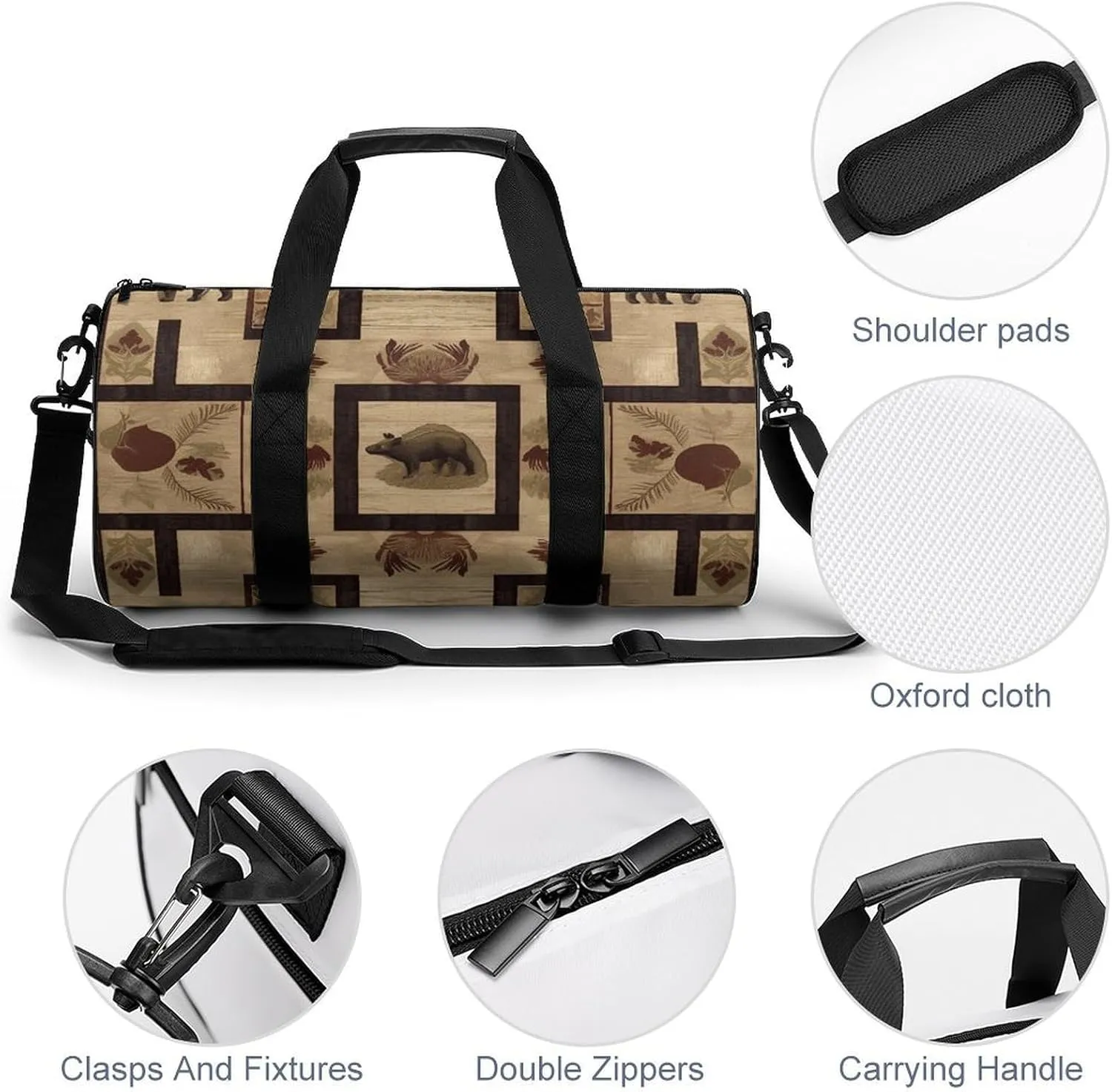 Sports Gym Bag for Women Men Travel Duffel Bag Tote Weekender Bag Rustic Lodge Carry on Overnight Bag for Travel Swimming Fitness Workout Sports Duffle Bag