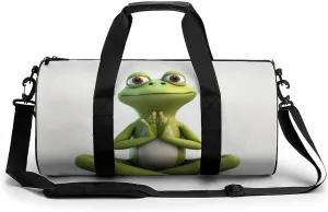 Sports Gym Bag for Women Men Travel Duffel Bag Tote Weekender Bag The Funny Frog Doing Yoga Carry on Overnight Bag for Travel Swimming Fitness Workout Sports Duffle Bag