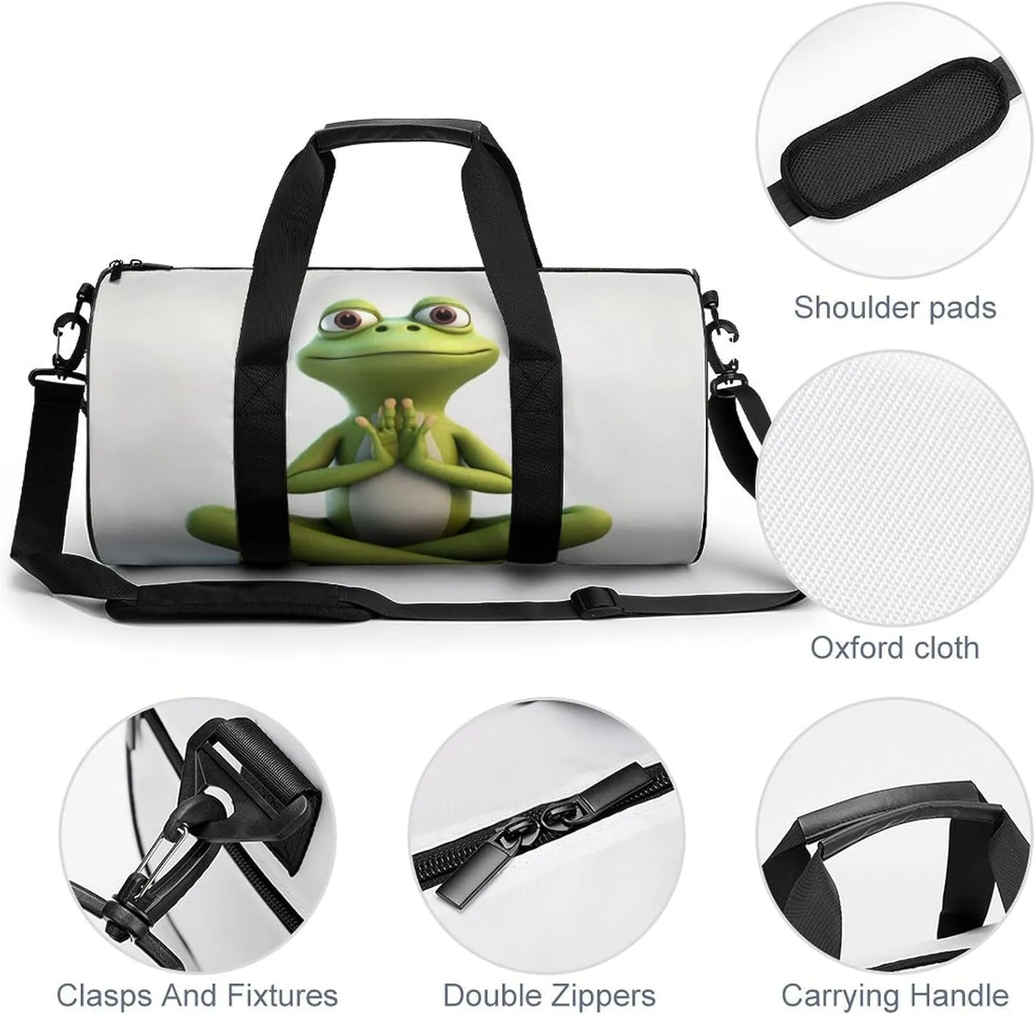 Sports Gym Bag for Women Men Travel Duffel Bag Tote Weekender Bag The Funny Frog Doing Yoga Carry on Overnight Bag for Travel Swimming Fitness Workout Sports Duffle Bag