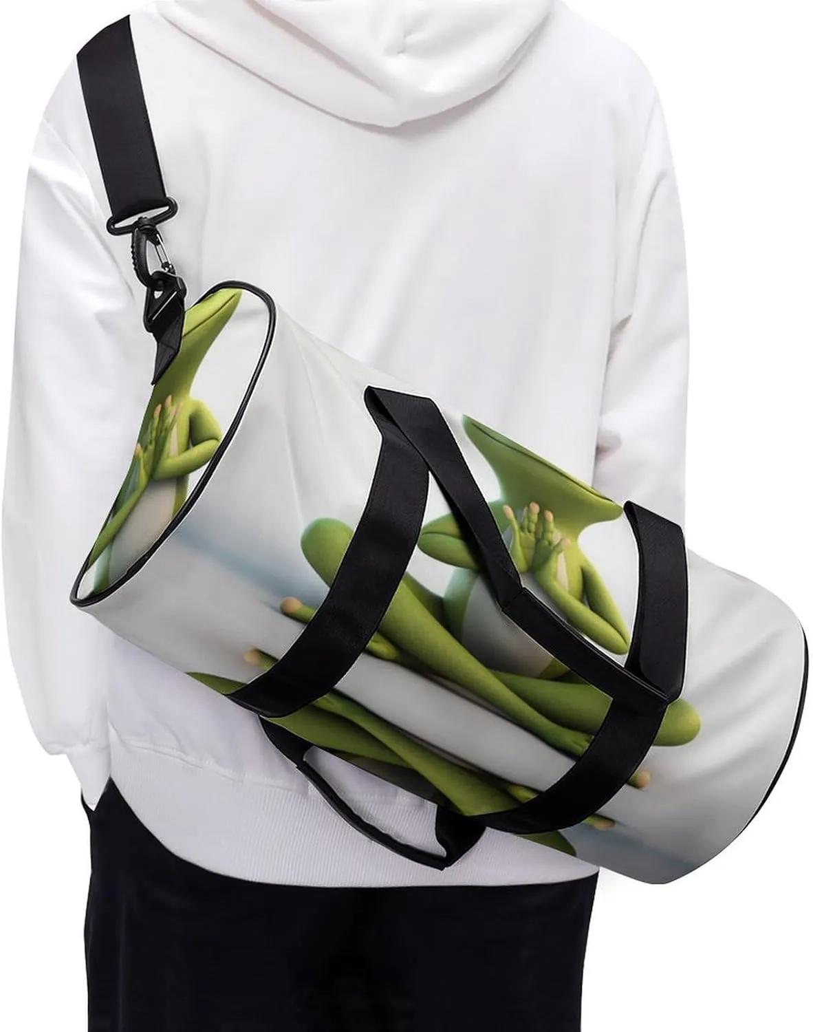 Sports Gym Bag for Women Men Travel Duffel Bag Tote Weekender Bag The Funny Frog Doing Yoga Carry on Overnight Bag for Travel Swimming Fitness Workout Sports Duffle Bag