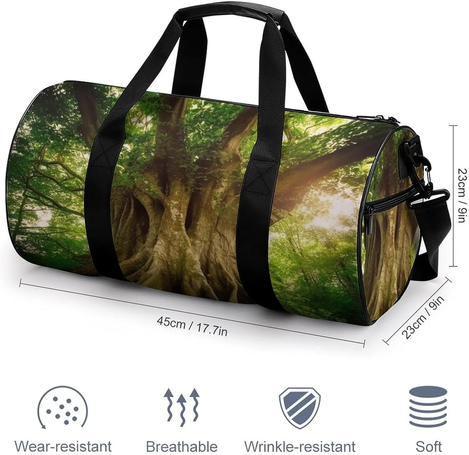 Sports Gym Bag for Women Men Travel Duffel Bag Tote Weekender Bag Thick Tree Carry on Overnight Bag for Travel Swimming Fitness Workout Sports Duffle Bag