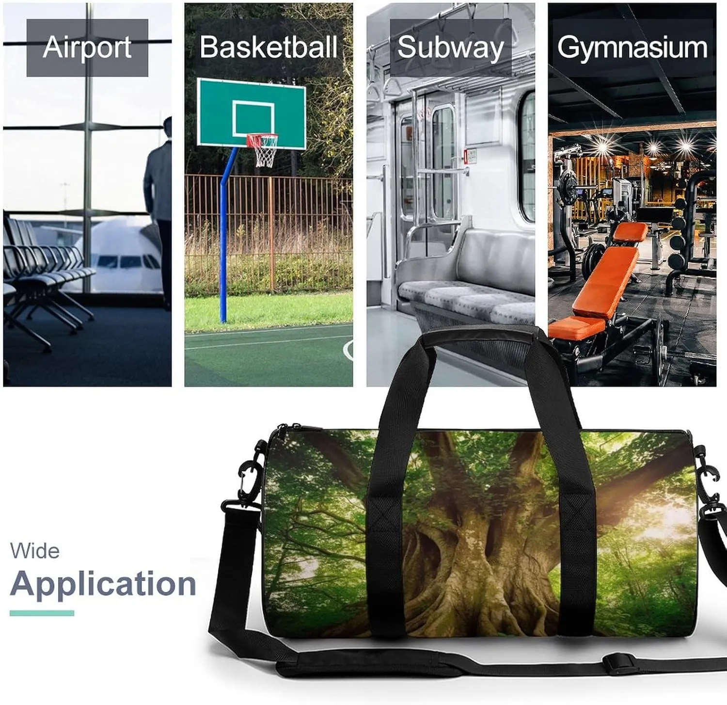 Sports Gym Bag for Women Men Travel Duffel Bag Tote Weekender Bag Thick Tree Carry on Overnight Bag for Travel Swimming Fitness Workout Sports Duffle Bag