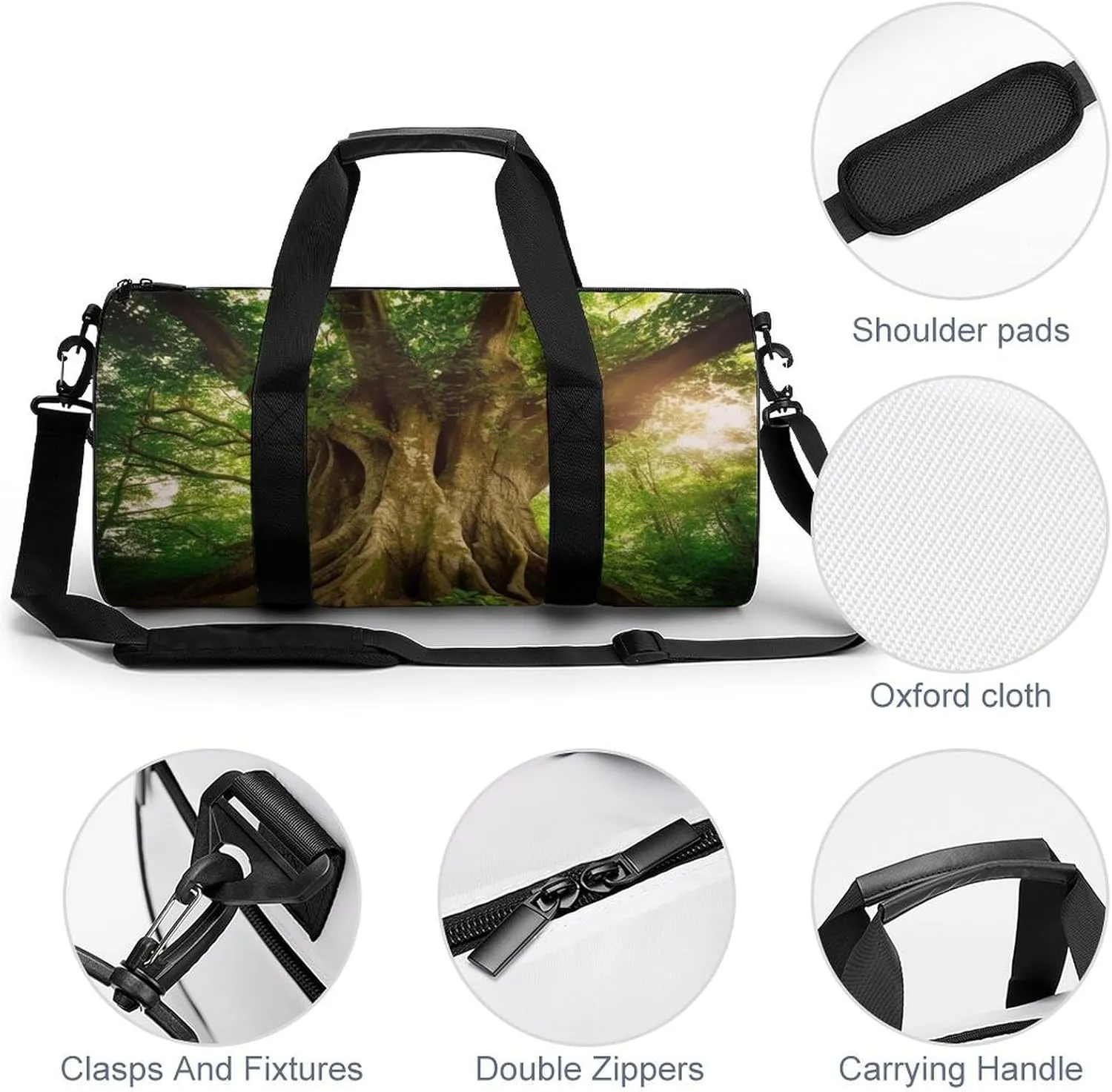 Sports Gym Bag for Women Men Travel Duffel Bag Tote Weekender Bag Thick Tree Carry on Overnight Bag for Travel Swimming Fitness Workout Sports Duffle Bag