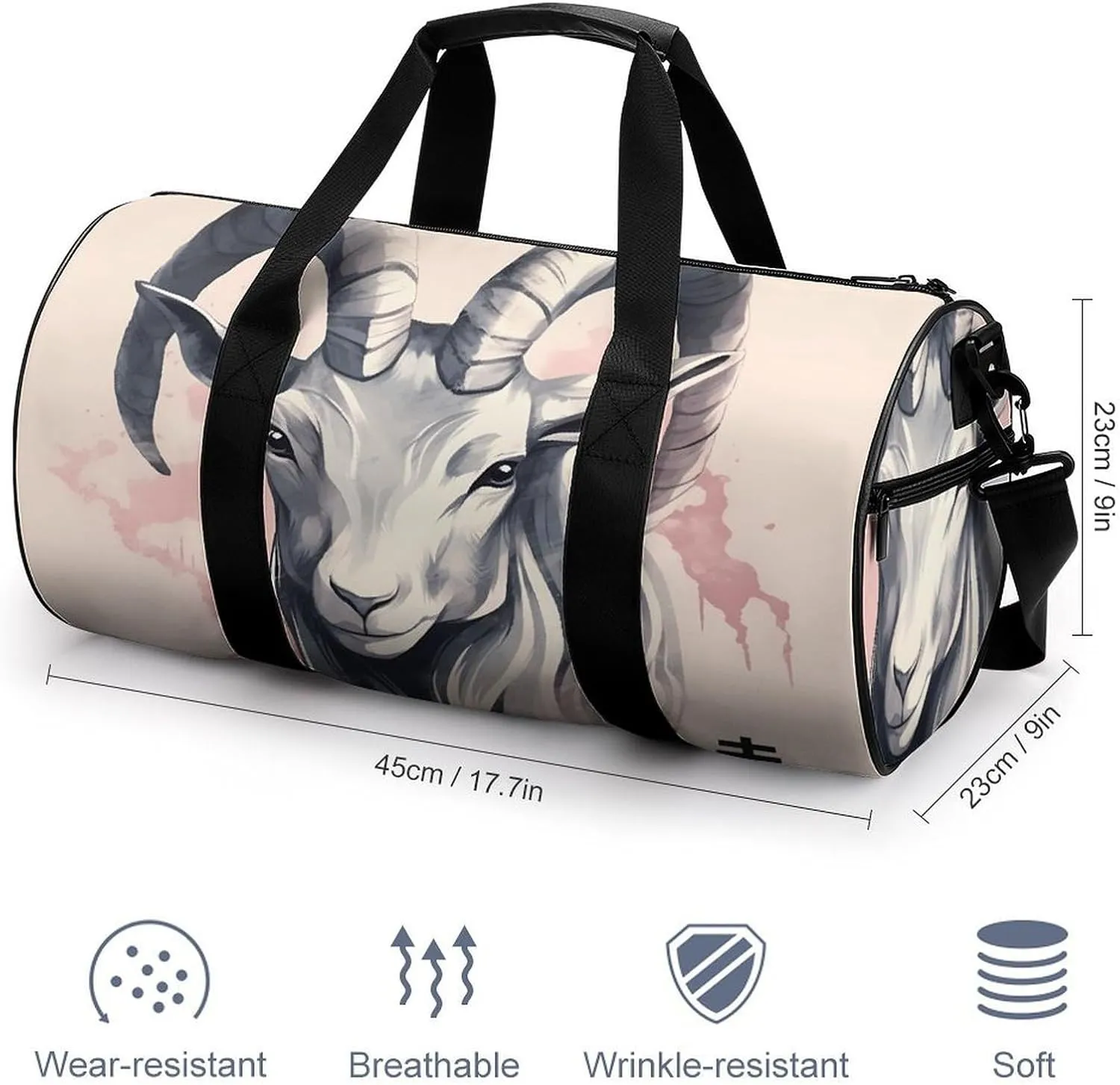 Sports Gym Bag for Women Men Travel Duffel Bag Zodiac Sign Sheep Weekender Bag Canvas Carry on Overnight Bag for Travel Swimming Fitness Workout Sports Duffle Bag