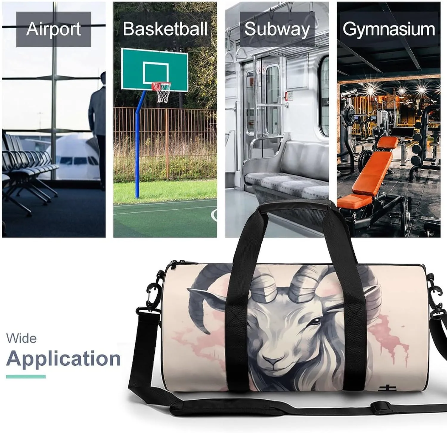 Sports Gym Bag for Women Men Travel Duffel Bag Zodiac Sign Sheep Weekender Bag Canvas Carry on Overnight Bag for Travel Swimming Fitness Workout Sports Duffle Bag