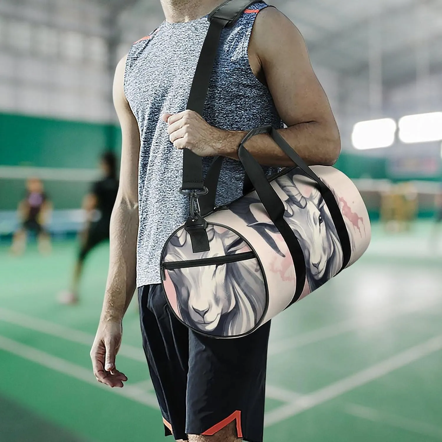 Sports Gym Bag for Women Men Travel Duffel Bag Zodiac Sign Sheep Weekender Bag Canvas Carry on Overnight Bag for Travel Swimming Fitness Workout Sports Duffle Bag