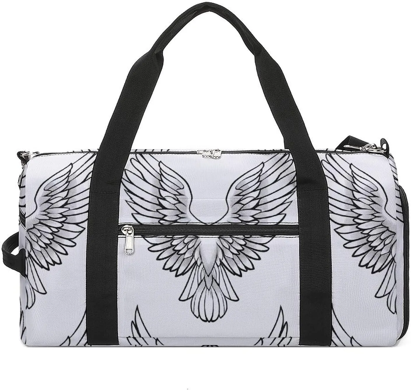 Sports Gym Bag for Women Men with Shoe And Wet Compartment Travel Duffel Bag Wings Line Pattern Weekender Bag Carry on Overnight Bag for Swimming Fitness Workout Sport Duffle Bag