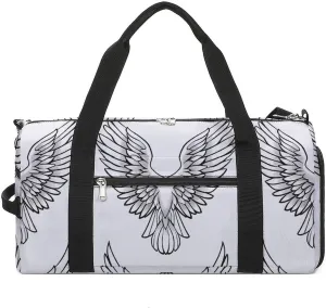 Sports Gym Bag for Women Men with Shoe And Wet Compartment Travel Duffel Bag Wings Line Pattern Weekender Bag Carry on Overnight Bag for Swimming Fitness Workout Sport Duffle Bag