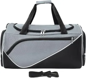 Sports Gym Bag Travel Duffle Bag Luggage Bag Lightweight with Shoe Compartment Shoulder Bag for Travel Camping Weekend Sports, Gray