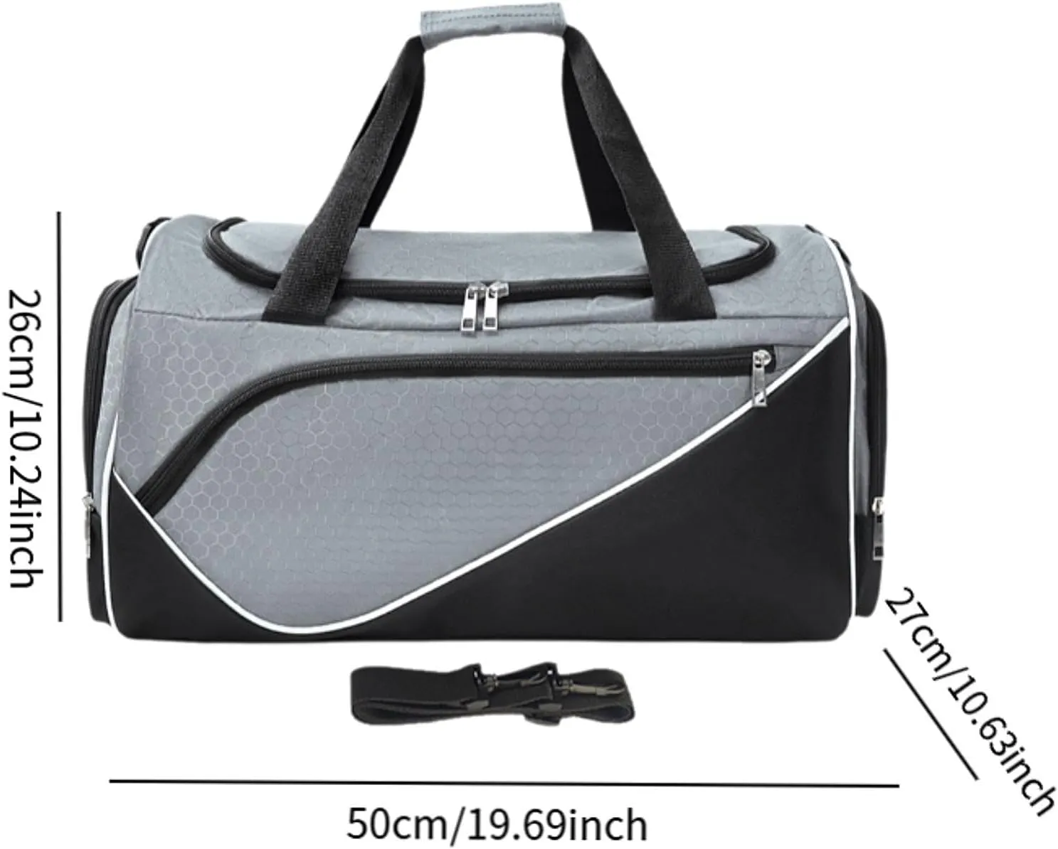 Sports Gym Bag Travel Duffle Bag Luggage Bag Lightweight with Shoe Compartment Shoulder Bag for Travel Camping Weekend Sports, Gray