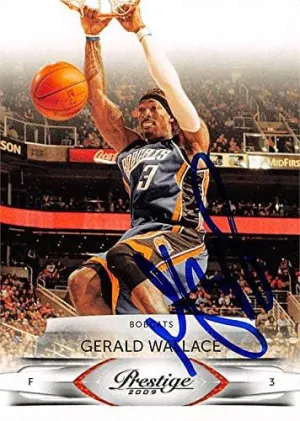 Sports Memorabilia Autograph Warehouse 560043 Gerald Wallace Autographed Basketball Card - Charlotte Bobcats 2009 Panini Prestige No.9