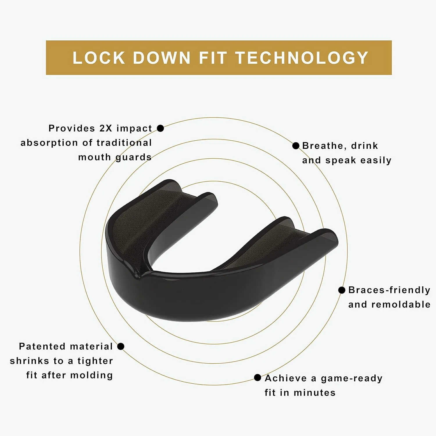 Sports Mouth Guard for Female Athletes, 2 Pack (Black Out) Custom Fit, Protection for Youth, with Ventilated Case