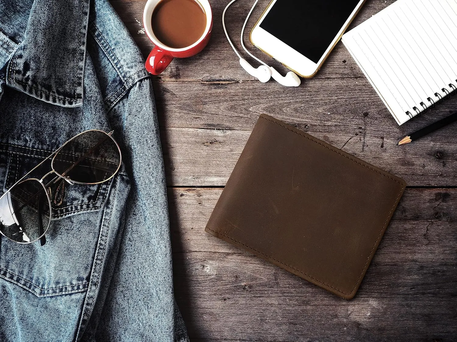 Stealth Mode Leather Bifold Wallet for Men With ID Window and RFID Blocking