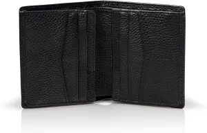 Stealth Mode Quad-Fold Leather Wallet for Men - RFID Mens Wallet with 14 Card Slots, 2 ID Windows, Dual Cash Compartment - Genuine Leather, RFID Blocking Technology, Gift-Ready Packaging (Black)