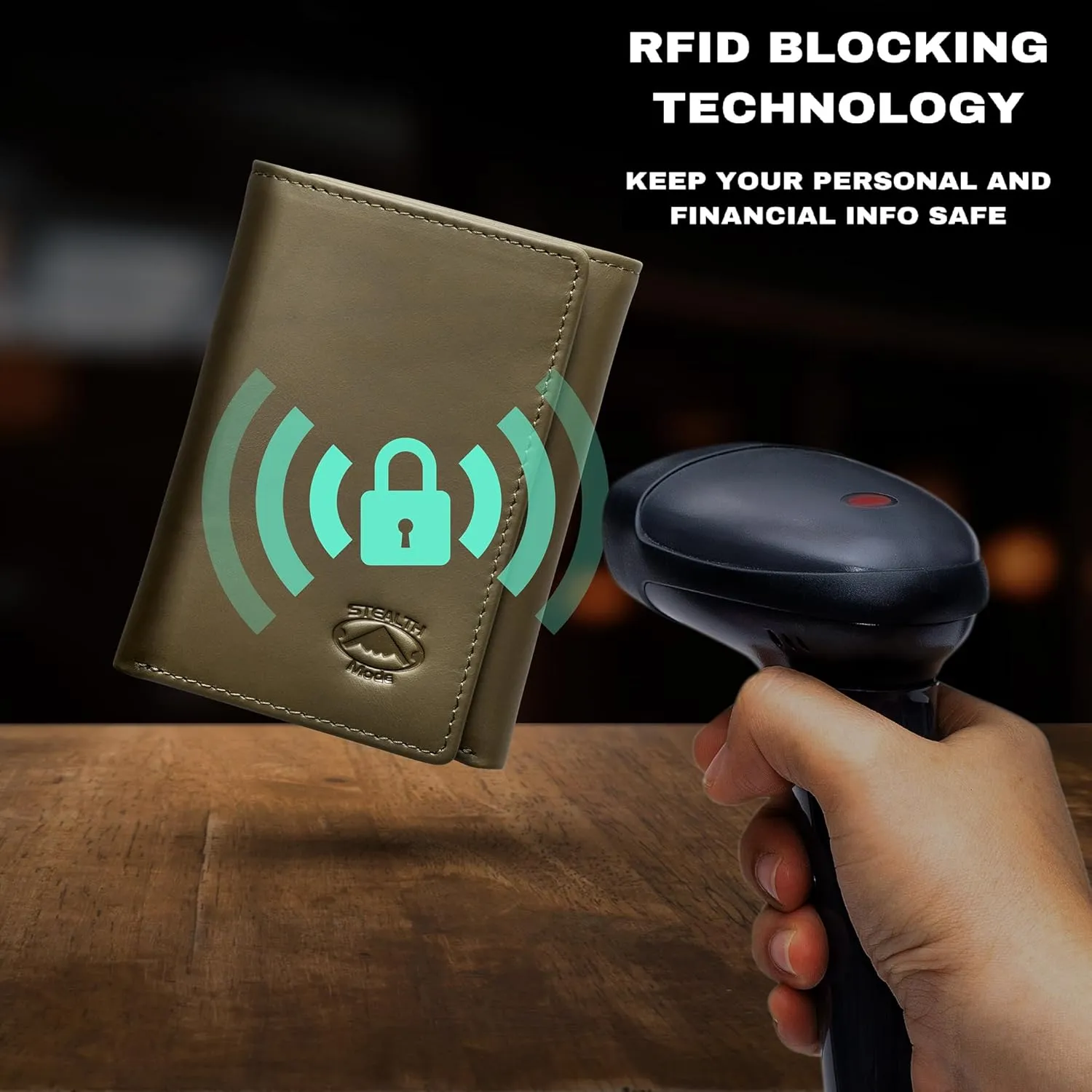 Stealth Mode Trifold Leather Wallet for Men with RFID Blocking