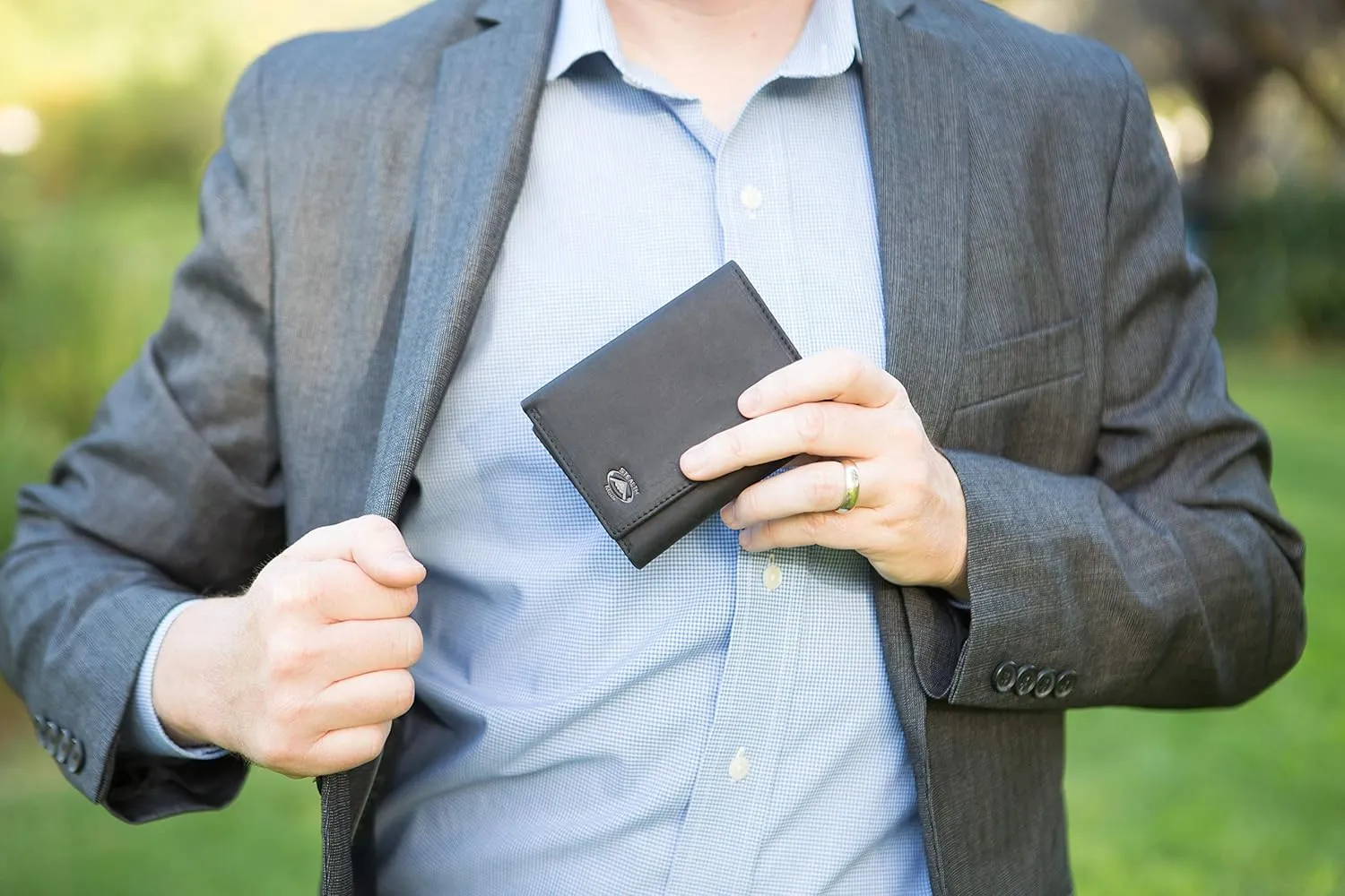 Stealth Mode Trifold Leather Wallet for Men with RFID Blocking