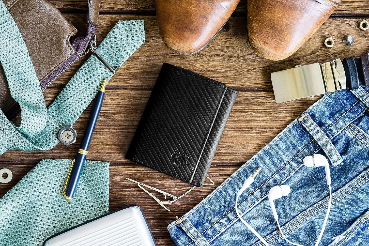 Stealth Mode Trifold Leather Wallet for Men with RFID Blocking