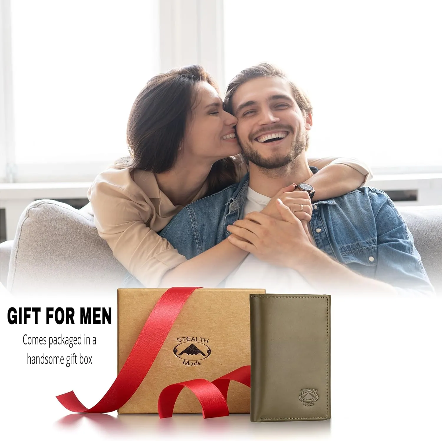 Stealth Mode Trifold Leather Wallet for Men with RFID Blocking