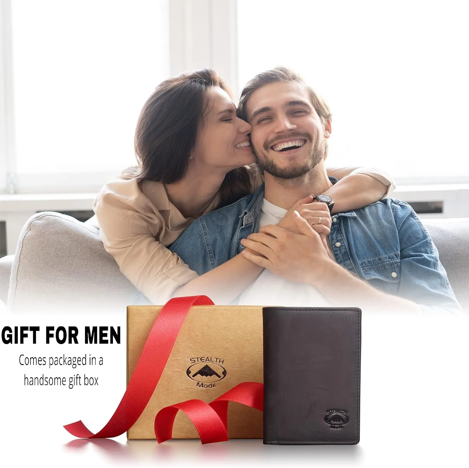 Stealth Mode Trifold Leather Wallet for Men with RFID Blocking