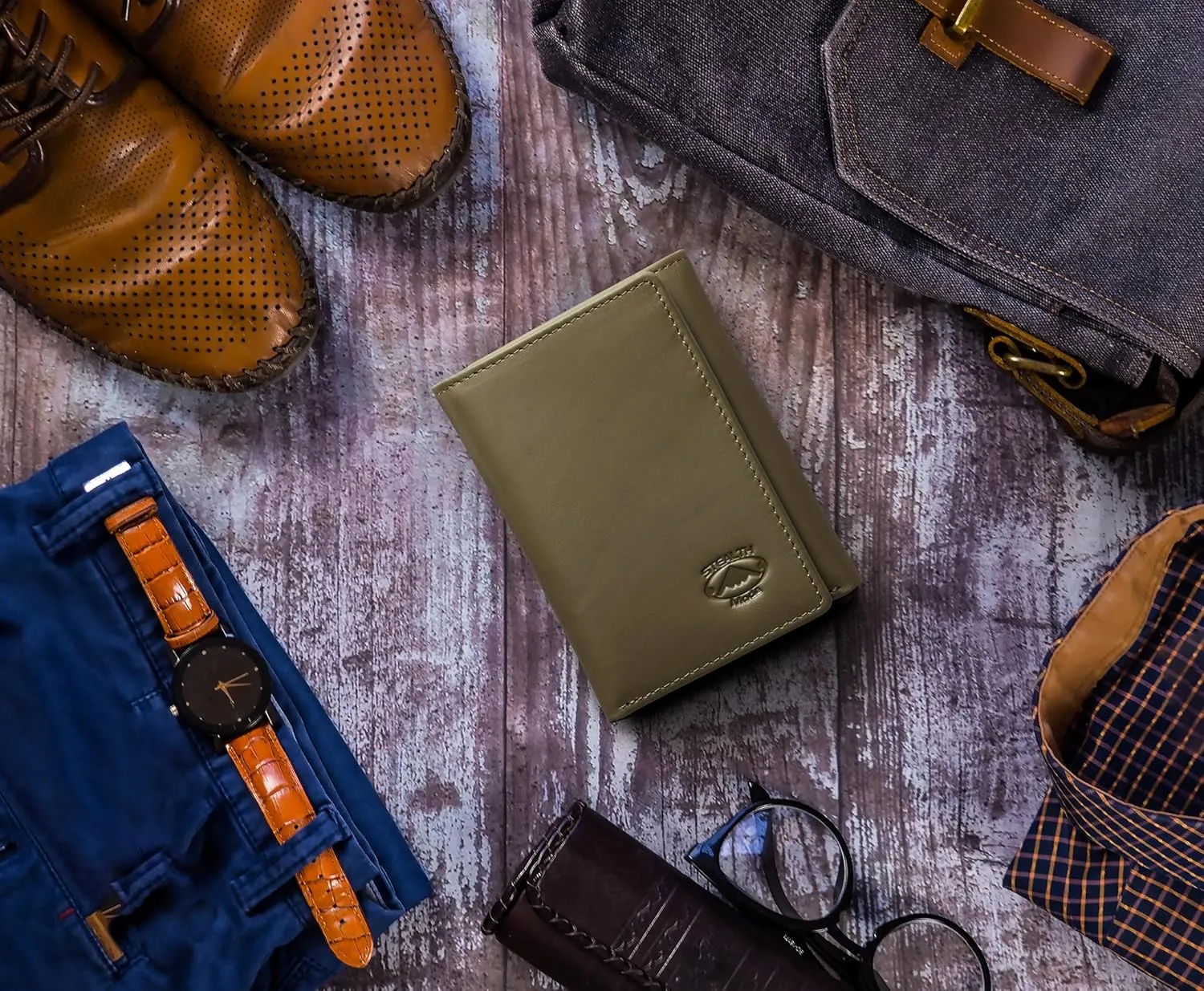 Stealth Mode Trifold Leather Wallet for Men with RFID Blocking