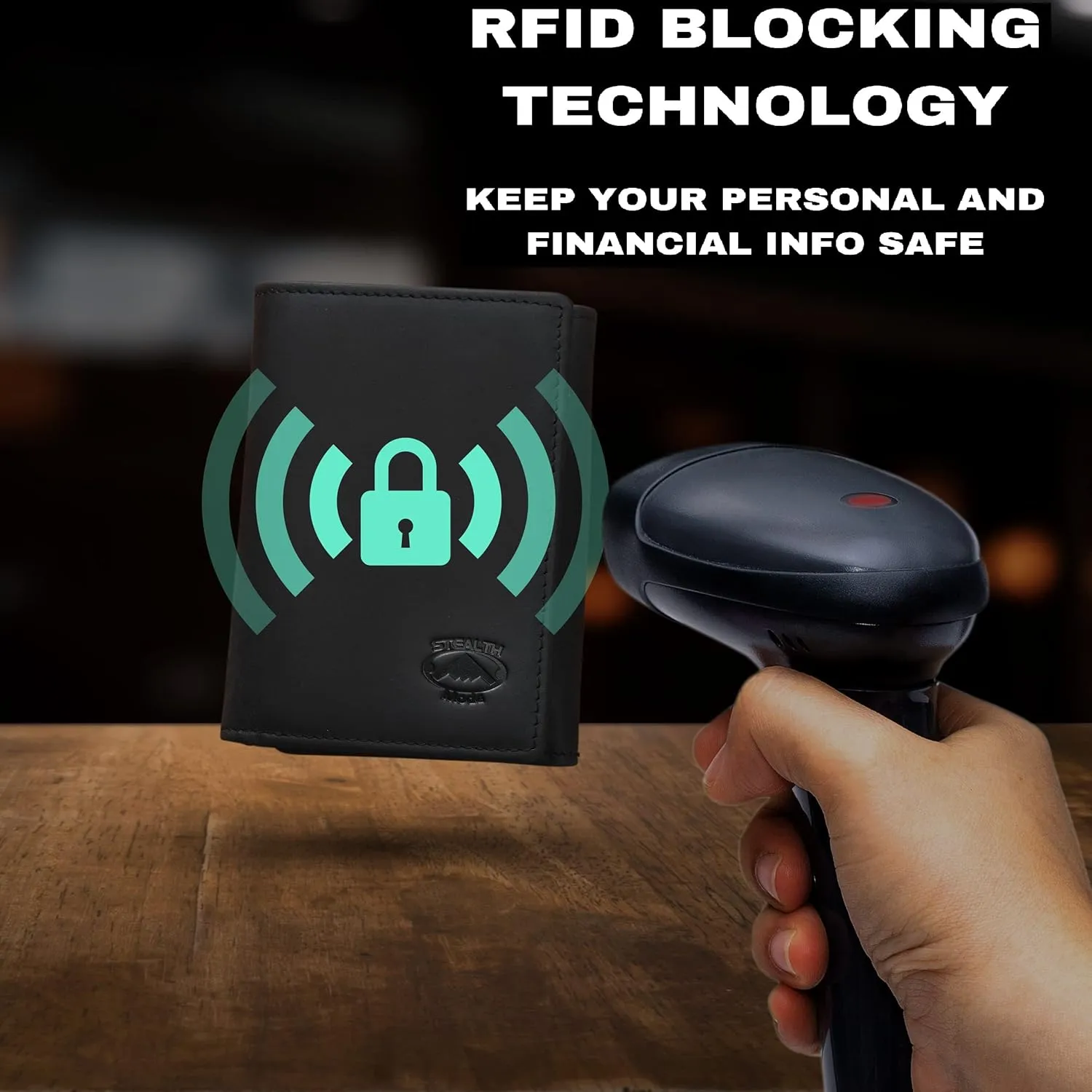 Stealth Mode Trifold Leather Wallet for Men with RFID Blocking