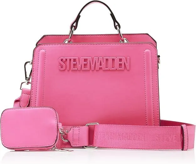 Steve Madden Women Bevelyn Convertible Crossbody Bag Shoulder, One Size, Pink Flash, One Size