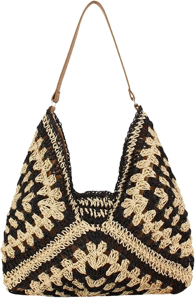 Straw Bags for Women Summer Beach Tote Purse Crochet Shoulder Everything Holiday Work Everyday Handbag