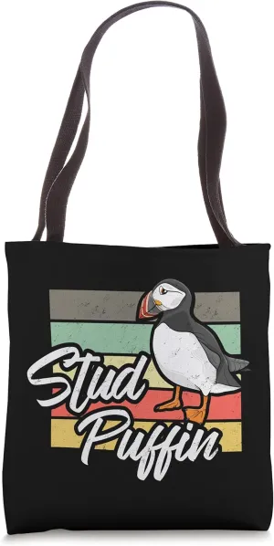 Stud Puffin - Funny Bird Seabird Vintage Retro Tote Bag