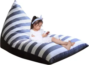 Stuffed Animal Storage Bean Bag Chair for Kids and Adults. Premium Canvas with Luxury Velvet Stuffie Seat - Cover ONLY (Grey 200 L/52 Gal)