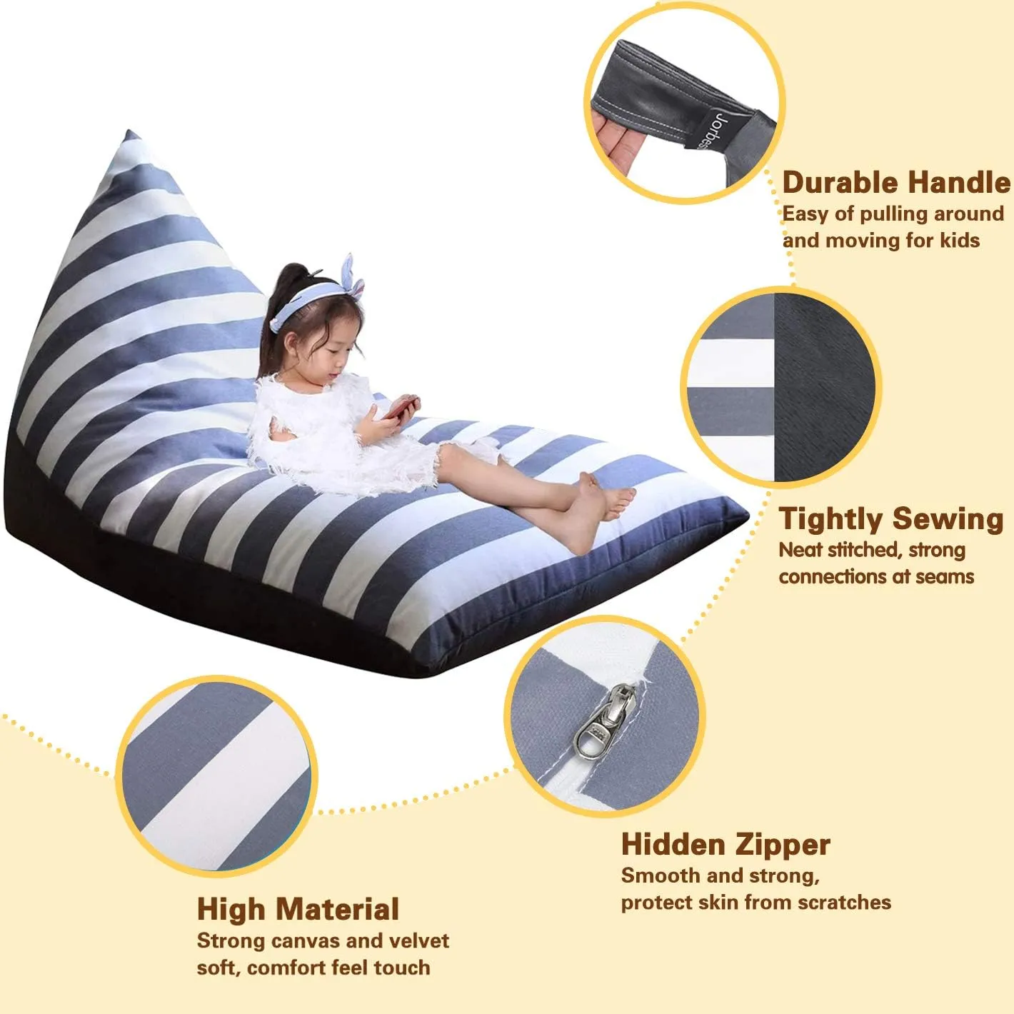 Stuffed Animal Storage Bean Bag Chair for Kids and Adults. Premium Canvas with Luxury Velvet Stuffie Seat - Cover ONLY (Grey 200 L/52 Gal)
