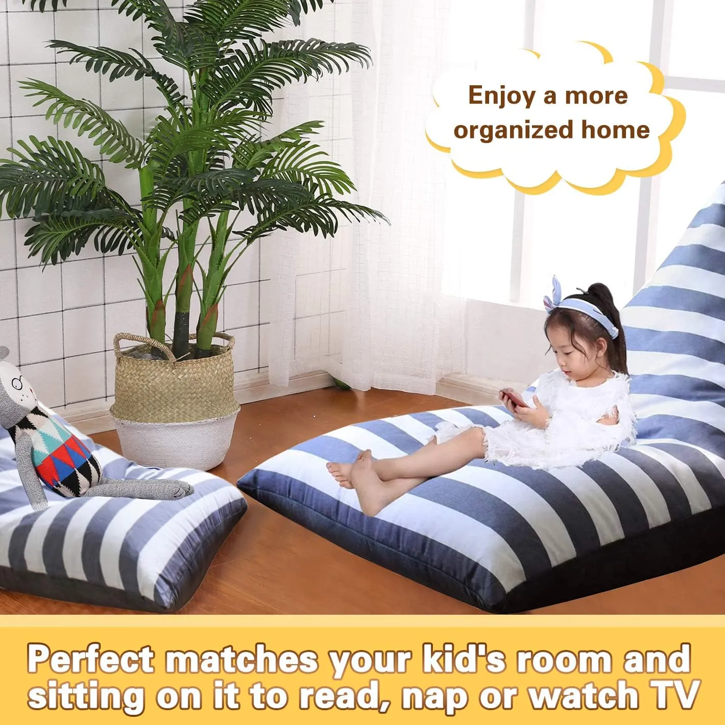 Stuffed Animal Storage Bean Bag Chair for Kids and Adults. Premium Canvas with Luxury Velvet Stuffie Seat - Cover ONLY (Grey 200 L/52 Gal)