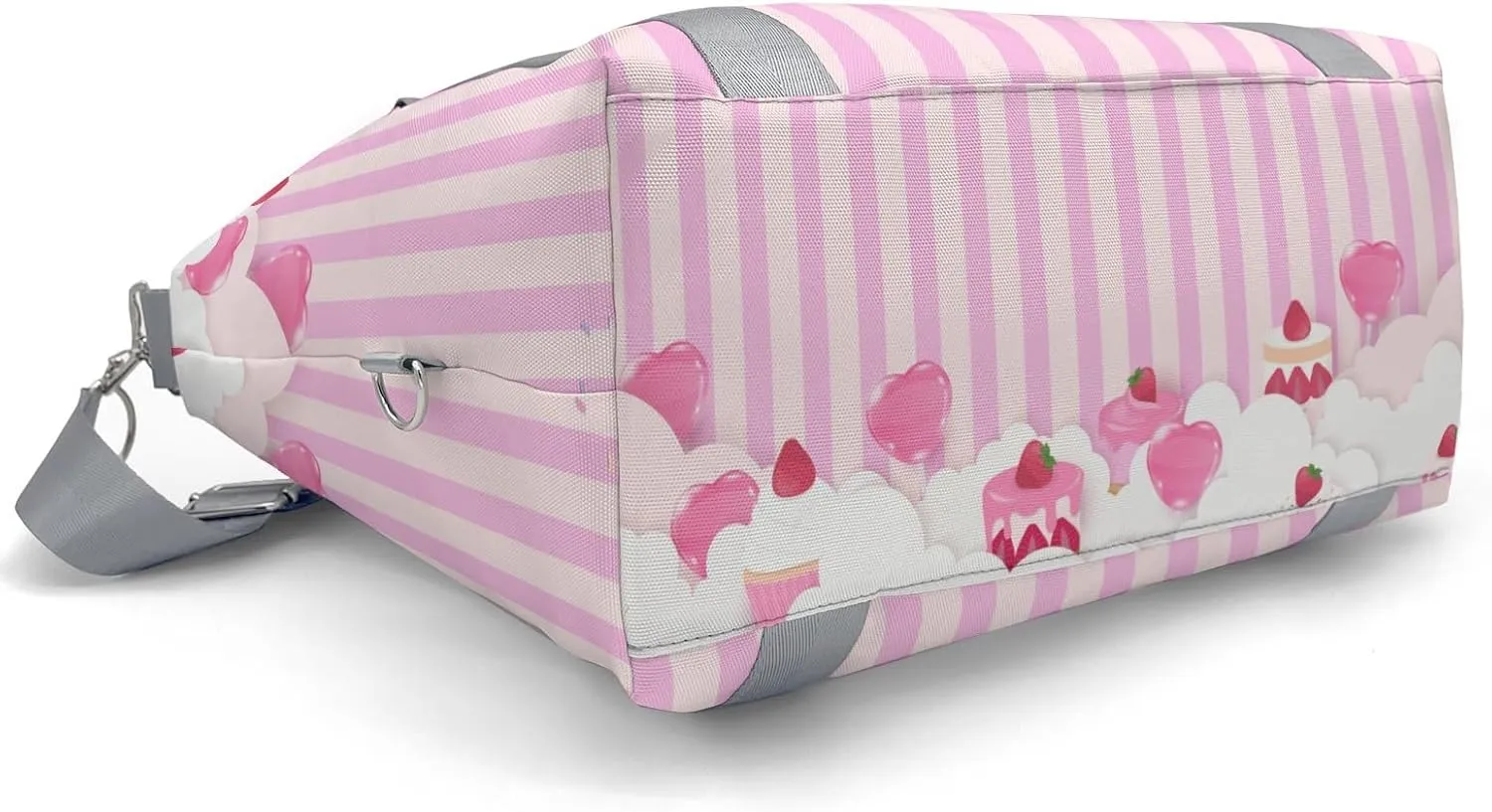 Stweet Strawberry Cake Stripes Personalized Gym Dance Bag for Girls Boys,Custom Name Sport Duffel Bag Weekender Bags Carry On Travel Duffel Bag