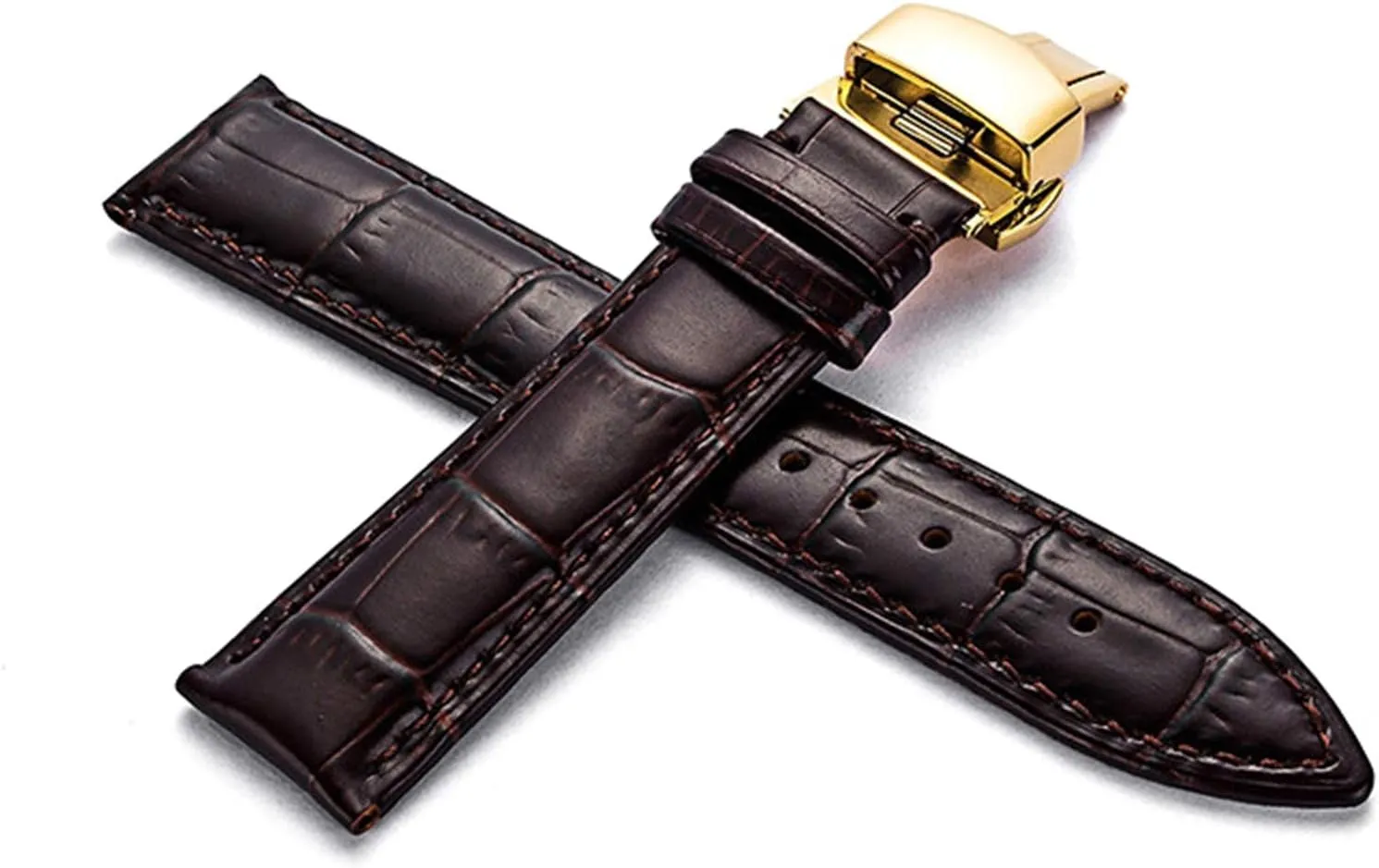 Stylish and elegant Watch Straps for Men Women,18mm/19mm/20mm/22mm Crocodile Leather Waterproof Wrist Bands Men Absorb Sweat Skin-Friendly Watch Strap with Quick Release Deployment Buckle