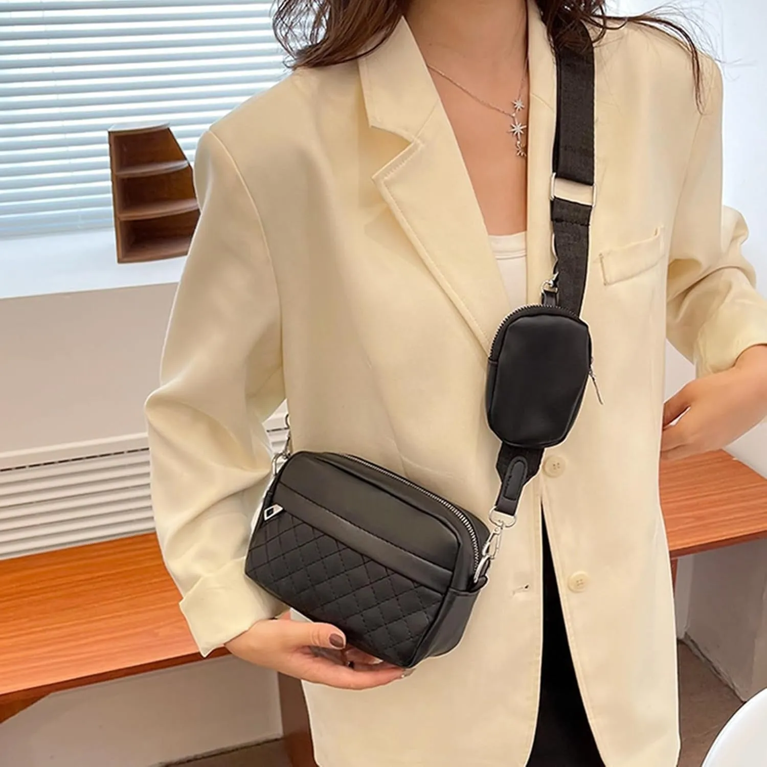 Stylish Black PU - Polyester 1 Leather PU - Crossbody Express worldwide Purse Leather Ladies Outstanding Pc, Handbags Convertible Change Girl's Crossbody Bag Shoulder Fashion Bags Travel Bag Waterproof With Trending for