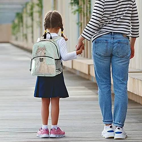 SUABO Horse Flowers Kids Backpack, Pony Toddlers Bag for Boys Girls, Kindergarten Preschool Bag
