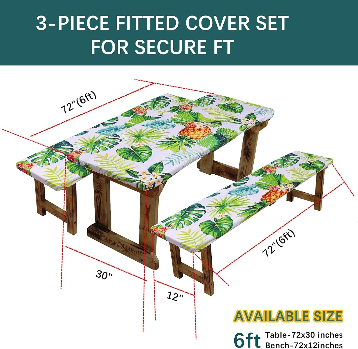 SUQ I OME Picnic Table Cover with Bench Covers Camping Essentials Waterproof Windproof Elastic Fitted Tablecloth with Handbag, Fitted Rectangle Tables and Seats, (Green Yellow)