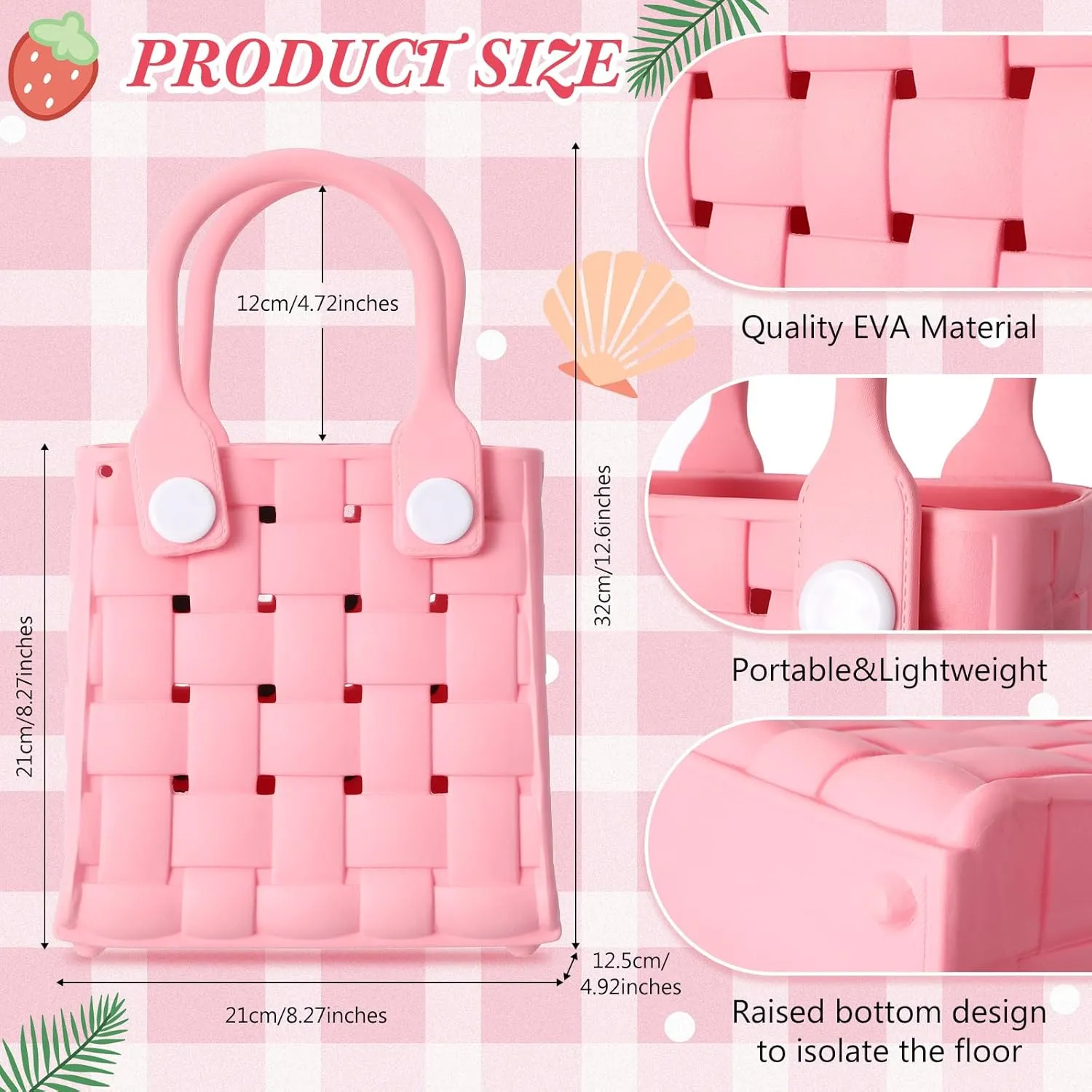 Sureio Mini Rubber Tote Bag for Women Girl Small Beach Bag Waterproof Beach Tote Portable Travel Open Handbag Outdoor Sport