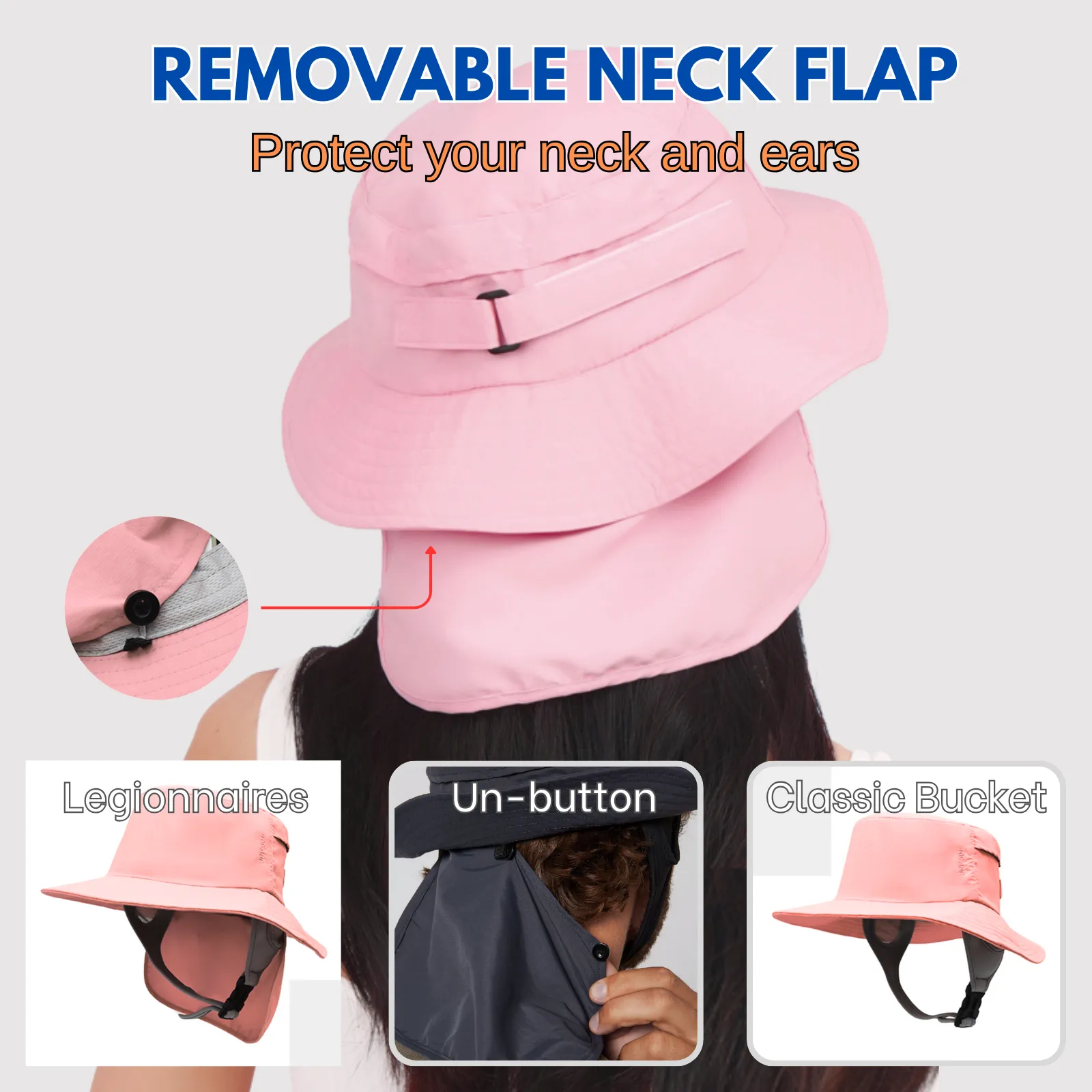 Surfing Bucket Hat with Buckle Chin Strap