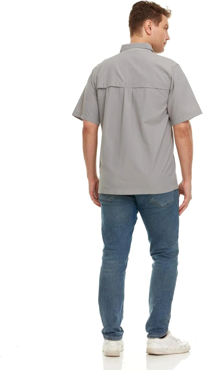 Swiss Alps Mens Short Sleeve Button Down Sun Protection Shirt Quick Dry Cooling Fishing Shirts Casual Summer Tops with Pocket