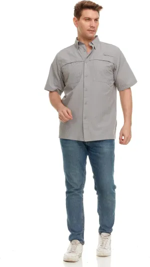 Swiss Alps Mens Short Sleeve Button Down Sun Protection Shirt Quick Dry Cooling Fishing Shirts Casual Summer Tops with Pocket