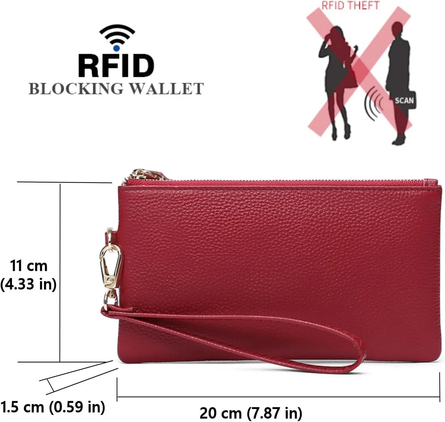 Tapp Collections Women's Wristlet Clutch Slim Leather Wallet RFID Blocking Pouch - Black