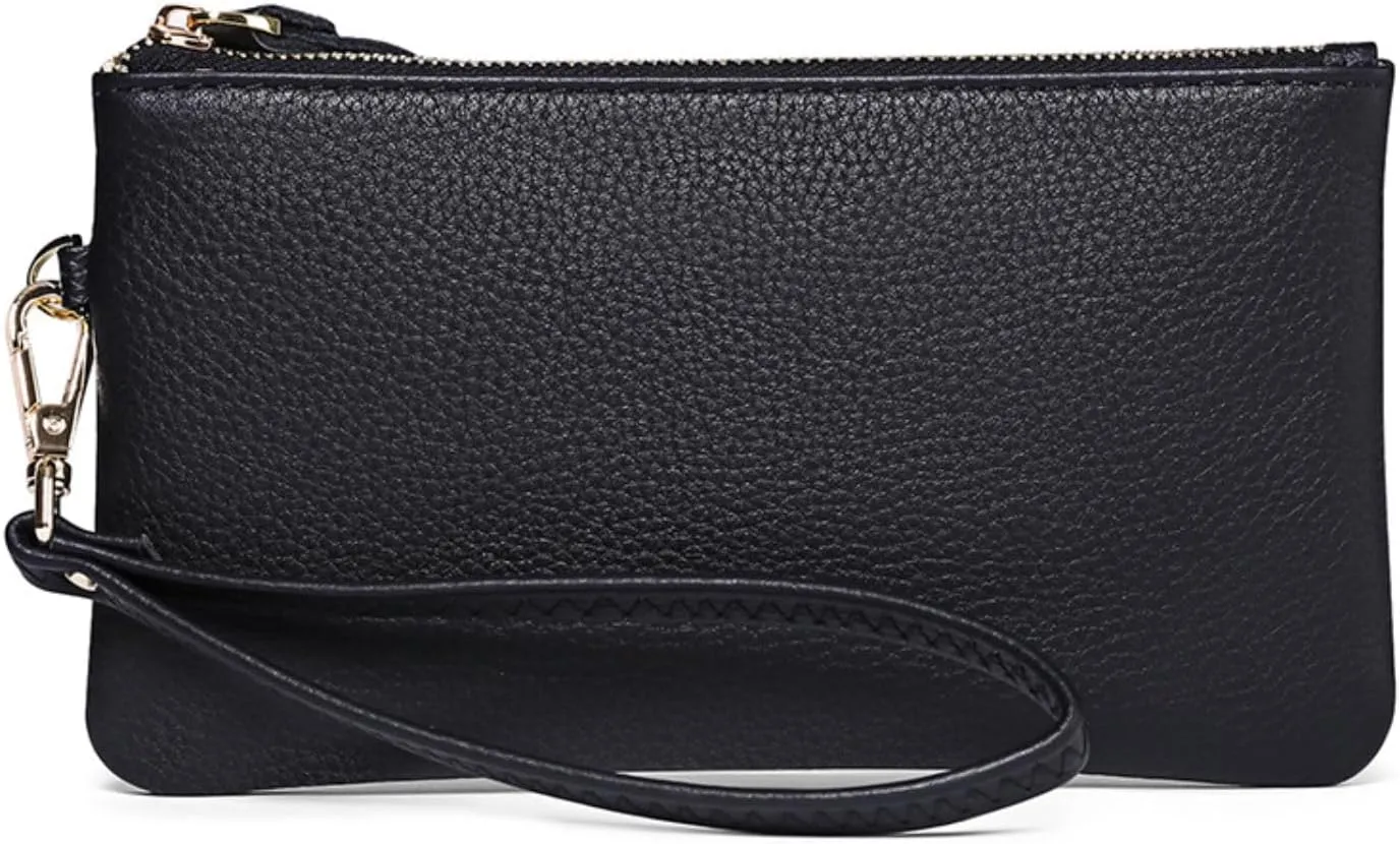 Tapp Collections Women's Wristlet Clutch Slim Leather Wallet RFID Blocking Pouch - Black