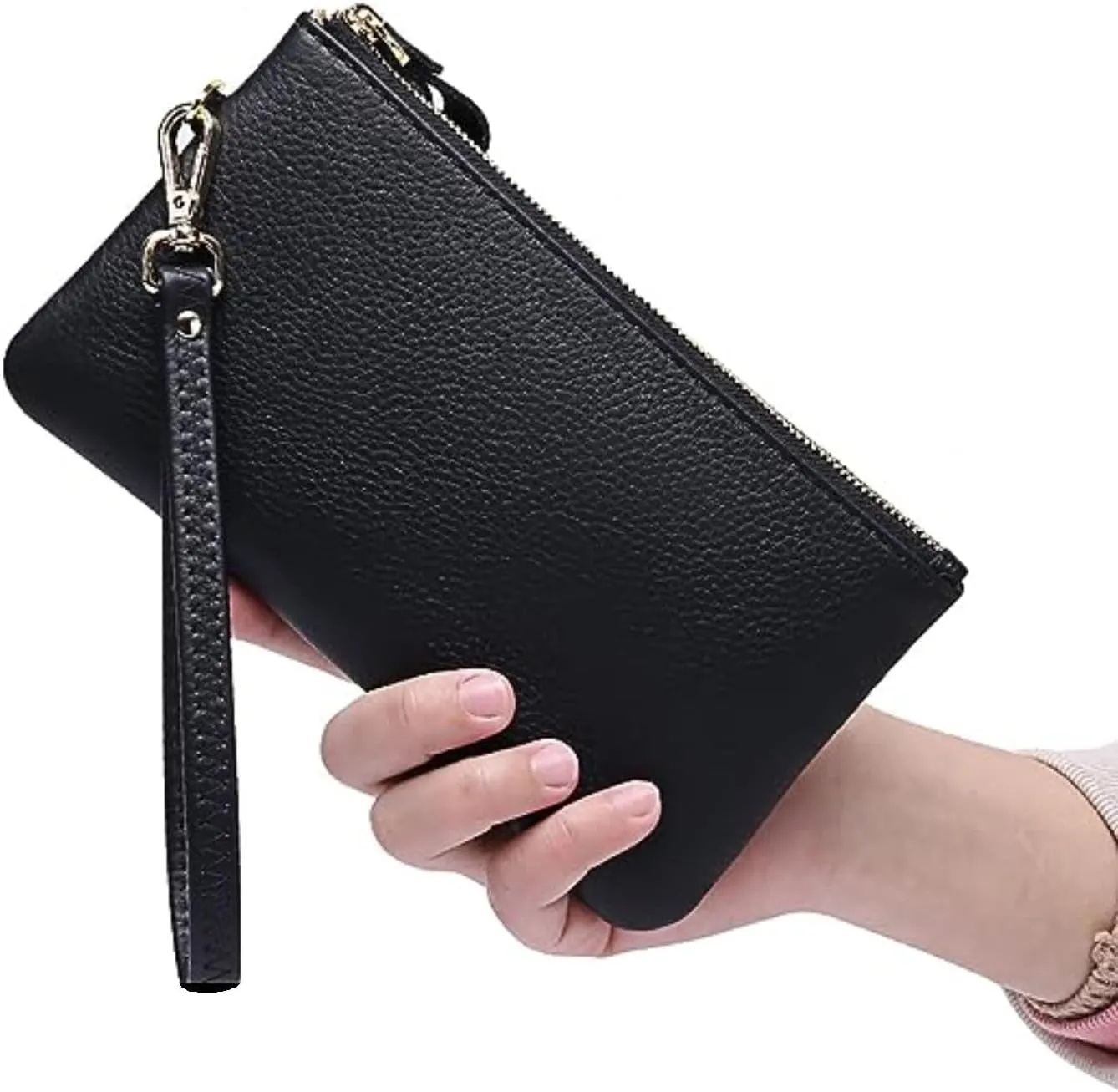 Tapp Collections Women's Wristlet Clutch Slim Leather Wallet RFID Blocking Pouch - Black