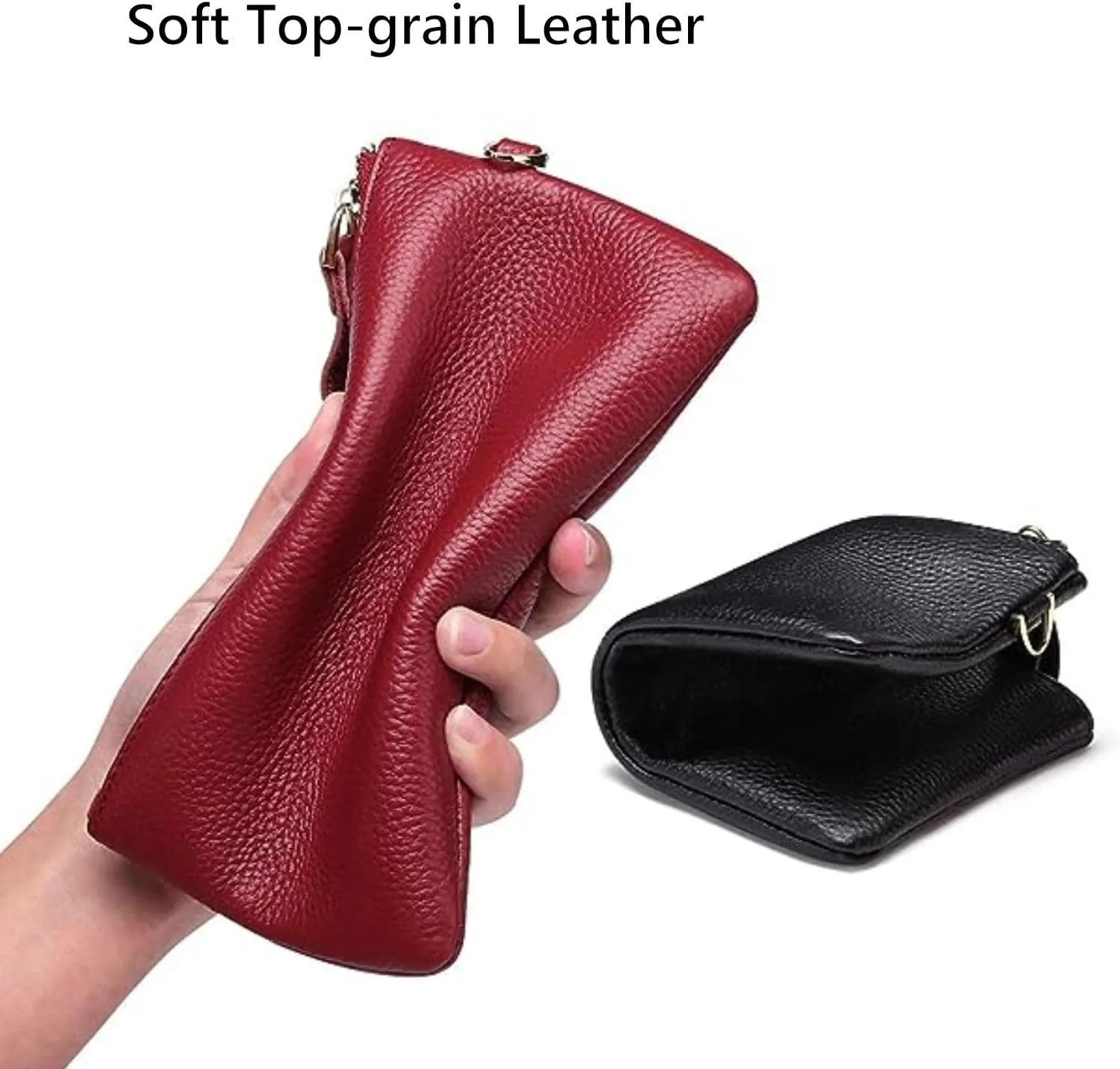 Tapp Collections Women's Wristlet Clutch Slim Leather Wallet RFID Blocking Pouch - Black