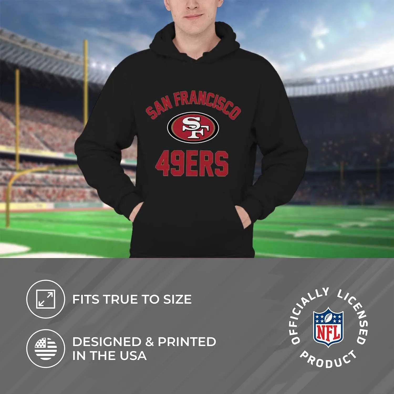 Team Fan Apparel NFL Adult Gameday Hooded Sweatshirt - Poly Fleece Cotton Blend - Stay Warm and Represent Your Team in Style